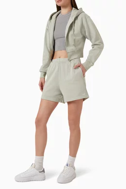 Buy Kith Grey Fallon Cropped Hoodie in Cotton fleece for Women in