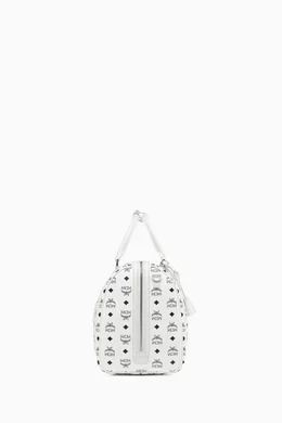 Buy MCM White Medium Ottomar Weekender 45 Duffle Bag in Coated