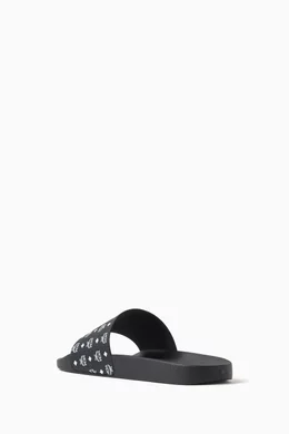 Buy MCM Black Monogram Print Slides in Rubber for Men in UAE Ounass