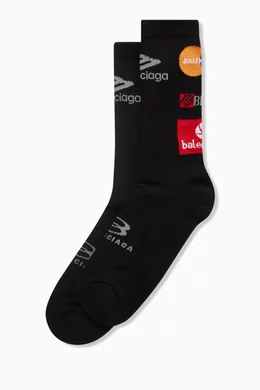 Buy Balenciaga Black Top League Socks in Cotton Blend for Men in UAE Ounass