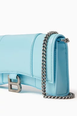 Buy Balenciaga Blue Hourglass Wallet on Chain in Shiny Box Calfskin for Women in UAE Ounass