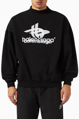 Buy Balenciaga Black Layered Sports Oversized Sweatshirt in Cotton