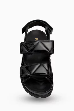 Buy Prada Black Quilted Sandals in Patent Leather for Women in UAE