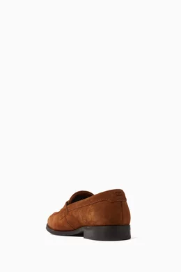 Buy Tommy Hilfiger Brown Logo Slip on Loafers in Suede for Men in