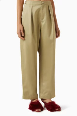 Buy Burberry Green Waist adjuster Pants in Satin for Women in UAE