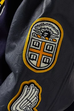 Buy A Bathing Ape Blue BAPE Patch Varsity Jacket in Wool Blend