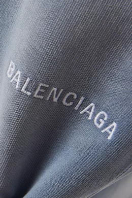 Buy Balenciaga Blue Logo Sweatshorts in Curly Fleece for Men in