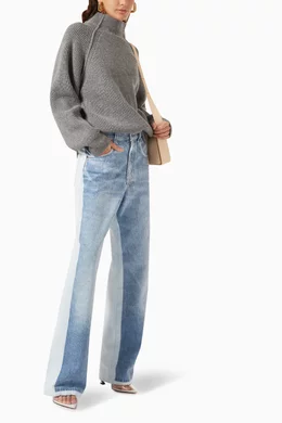 Buy Victoria Beckham Grey Oversized Polo Neck Sweater in Lambwool for Women in UAE Ounass