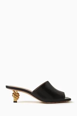 Buy Bottega Veneta Black Knot Square toe Mules in Leather for Women in UAE Ounass