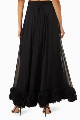 Buy byTiMo Black Belted Maxi Skirt in Organza for Women in UAE