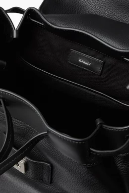 Buy Bally Black Slim Backpack in Grained Leather for Men in UAE