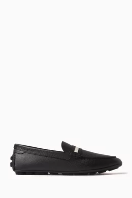 Buy Bally Black Karlos Driver Loafers in Leather for Men in UAE