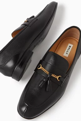 Buy Bally Black Saily Loafers in Textured Leather for Men in UAE Ounass