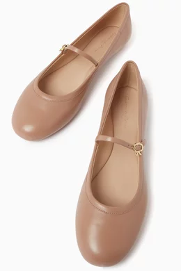 Buy Gianvito Rossi Neutral Carla Ballerina Flats in Leather for