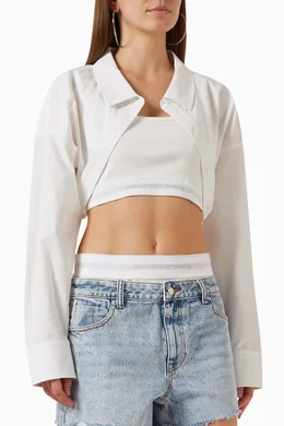 Buy Alexander Wang.t White Layered Crop Sweater in Compact