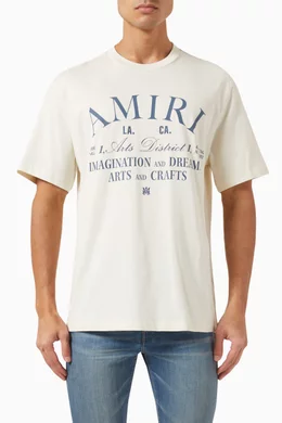 Buy Amiri Neutral Arts District T shirt in Cotton Jersey for Men in UAE Ounass