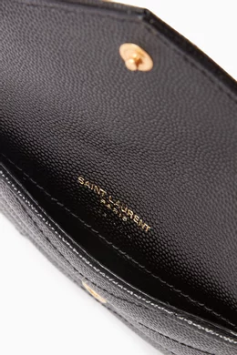 Buy SAINT LAURENT Black Cassandre Matelass Fragments Flap Card