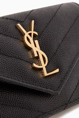 Buy SAINT LAURENT Black Cassandre Matelass Fragments Flap Card