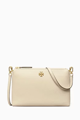 Buy Tory Burch Neutral Mini Mercer Zip Crossbody Bag in Pebbled