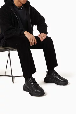 Balenciaga black triple s leather sneakers store