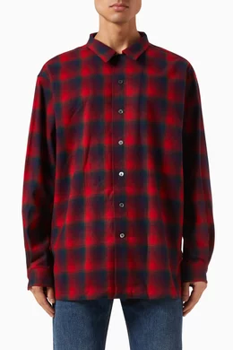 Red and store black checkered shirt