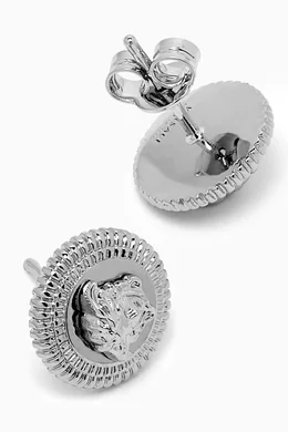 Buy Versace Silver Medusa Head Stud Earrings in Metal for Men in