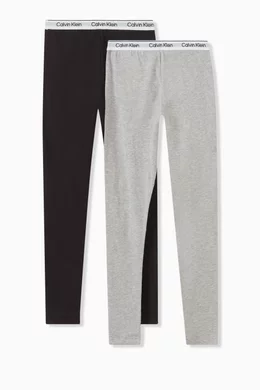 Buy Calvin Klein Multicolour Logo Leggings in Cotton Set of 2 for