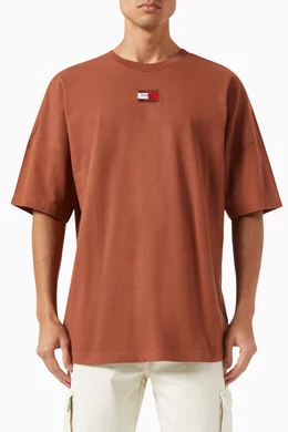 Buy Tommy Jeans Brown Essential Logo T shirt in Cotton jersey for