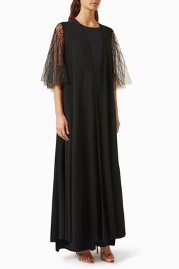 Buy Merras Black 3 piece Embellished sleeve Abaya Set for Women