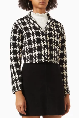 Buy SANDRO Black Bree Houndstooth Jacket in Cotton knit for Women