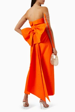 Orange strapless maxi dress hotsell