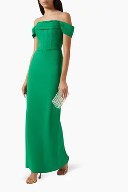 Buy NASS Green Corset Off shoulder Dress for Women in UAE Ounass