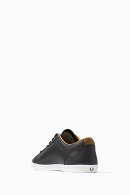 Buy Fred Perry Black Baseline Logo Sneakers in Faux Leather for Men in UAE Ounass