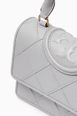 Buy Tory Burch Grey Mini Fleming Soft Top handle Chain Wallet in