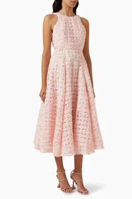 Buy Aje Pink Quintette Backless Midi Dress in Chiffon and Organza