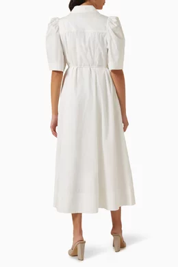 Buy Aje White Pivotal Tie front Midi Dress in Cotton for Women in