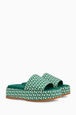 Buy Gucci Green GG Platform Slide Sandals in Logo Canvas for Women