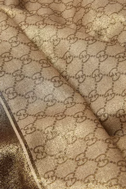 Buy Gucci Brown Shawl Scarf in Shiny GG Wool Jacquard for Women in