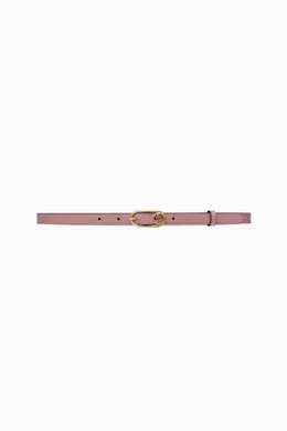 Buy Gucci Neutral Round Interlocking G Thin Belt in Leather for