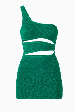 Buy Bond Eye Green Rico Cut out Mini Dress in Crinkle Fabric for