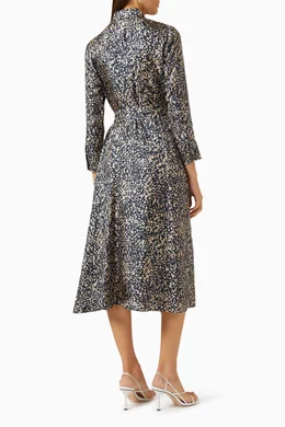 Buy Max Mara Blue Gemma Midi Dress in Silk for Women in UAE Ounass