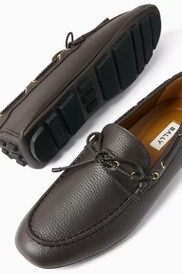 Buy Bally Black Kyan Driving Shoes in Leather for Men in UAE Ounass
