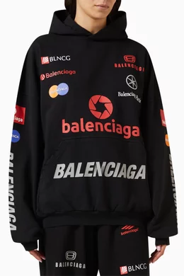 Buy Balenciaga Black Unisex Top League Oversized Hoodie in Cotton