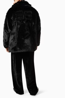 Buy Balenciaga Black Unisex Extended BB Zip up Jacket in Faux Fur