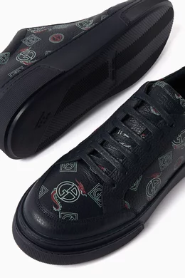 Buy Giorgio Armani Blue Lunar New Year Dragon print Sneakers in Leather for Men in UAE Ounass
