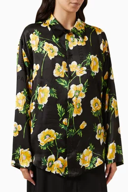 Buy Balenciaga Black Floral Minimal Shirt in Silk Jacquard for Women in UAE Ounass