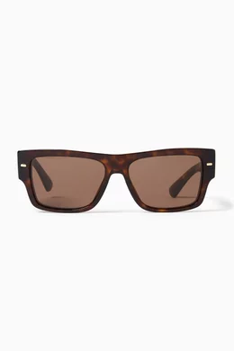 Buy Dolce Gabbana Brown Rectangle Sunglasses in Acetate for