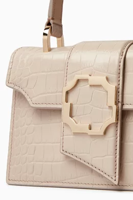 Buy Malone Souliers Neutral Mini Audrey Top handle Bag in Croc