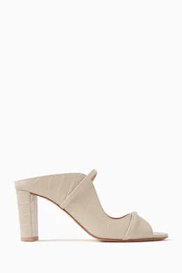 Buy Malone Souliers Neutral Norah 70 Mule Sandals in Croc embossed