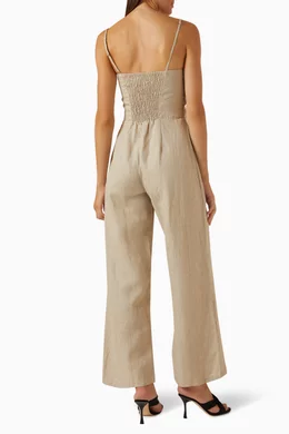 Linen wide leg overalls sales